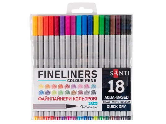 Набор файнлайнеров SANTI 18 цветов купить в интернет магазине подарков ПраздникШоп