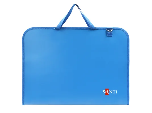 Папка-портфель SANTI А3 для эскизов с тканевыми ручками синяя пластик купить в интернет магазине подарков ПраздникШоп