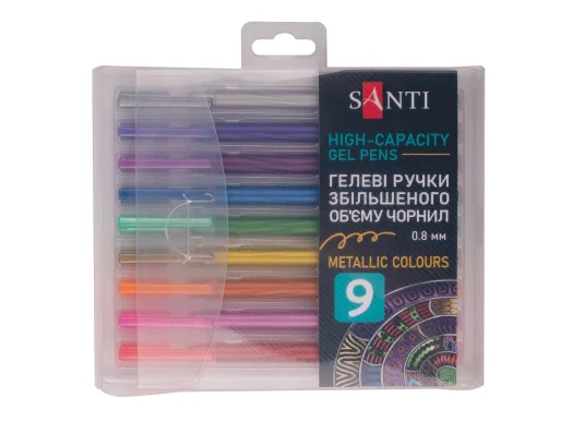 Набор гелевых ручек увеличенного объема чернил SANTI Metallic 9 штук купить в интернет магазине подарков ПраздникШоп