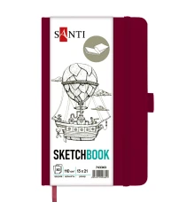 Скетчбук SANTI для графики 13х21см 80 л. твердая обложка PU 110г/м2сливовий купить в интернет магазине подарков ПраздникШоп