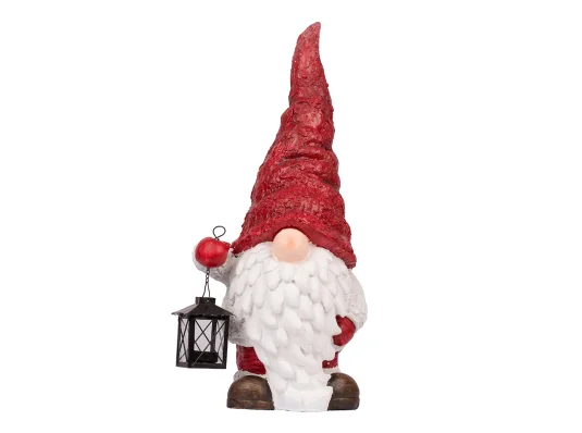 Новогодняя декоративная фигура Novogod‘ko "Дед Мороз в колпаке с фонариком" купить в интернет магазине подарков ПраздникШоп