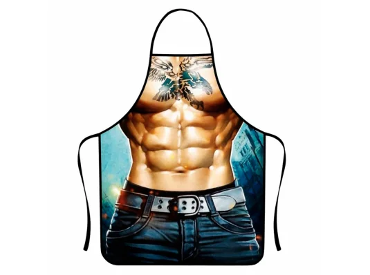 Фартук с приколом Мачо с тату купить в интернет магазине подарков ПраздникШоп