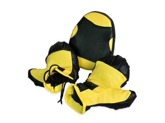 Боксерский набор желто-черные перчатки и лапа (2084) купить в интернет магазине подарков ПраздникШоп