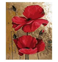 Картина по номерам ПРЕМИУМ Маки на золотом фоне с лаком и с уровнем размером 40х50 см (GS1432) купить в интернет магазине подарков ПраздникШоп