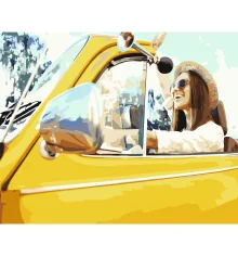 Картина по номерам ПРЕМИУМ Желтый кабриолет с лаком размером 40х50 см VA-3189 купить в интернет магазине подарков ПраздникШоп