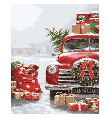 Картина по номерам ПРЕМИУМ Машина с подарками с лаком и с уровнем размером 40х50 см (GS1570) купить в интернет магазине подарков ПраздникШоп