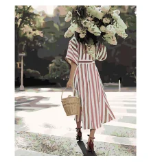 Картина по номерам ПРЕМИУМ Девушка с сиренью с лаком размером 40х50 см SY6059 купить в интернет магазине подарков ПраздникШоп