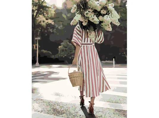 Картина по номерам ПРЕМИУМ Девушка с сиренью с лаком размером 40х50 см SY6059 купить в интернет магазине подарков ПраздникШоп