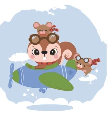 Картина по номерам ПРЕМИУМ Ушастики на самолете с лаком размером 30х30 см ES050 купить в интернет магазине подарков ПраздникШоп