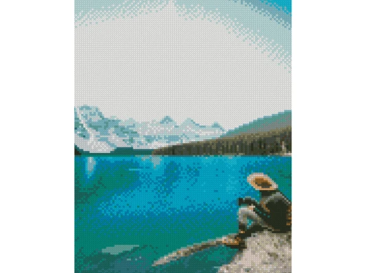 Алмазная мозаика ПРЕМИУМ Турист на фоне моря размером 30х40 см (HX504) купить в интернет магазине подарков ПраздникШоп
