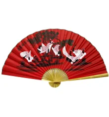 Веер настенный «8 журавлей на красном фоне» (90 см) купить в интернет магазине подарков ПраздникШоп