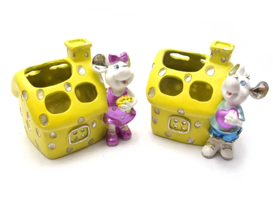 Подставка под зубные щетки «Сырный домик с Мышкой» (12×9×12 см) купить в интернет магазине подарков ПраздникШоп