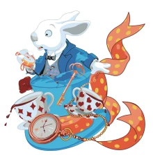 Картина по номерам ПРЕМИУМ Белый кролик с лаком размером 30х30 см ES102 купить в интернет магазине подарков ПраздникШоп