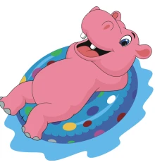 Картина по номерам ПРЕМИУМ Бегемотик на кругу с лаком размером 30х30 см ES095 купить в интернет магазине подарков ПраздникШоп