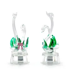 Лебеди с бантиком хрустальные с подсветкой (10×5×4 см) купить в интернет магазине подарков ПраздникШоп