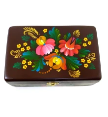 Шкатулка «Коричневая с букетом » из массива дерева купить в интернет магазине подарков ПраздникШоп