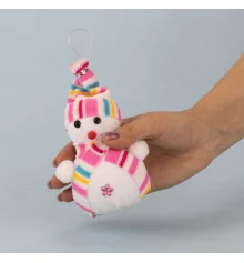 Декор новогодний Снеговик 14см в шапочке розовой купить в интернет магазине подарков ПраздникШоп