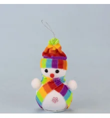 Декор новогодний Снеговик 14см в шапочке радужной купить в интернет магазине подарков ПраздникШоп