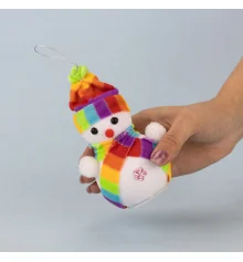 Декор новогодний Снеговик 14см в шапочке радужной купить в интернет магазине подарков ПраздникШоп