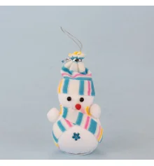 Декор новогодний Снеговик 14см в шапочке голубой купить в интернет магазине подарков ПраздникШоп