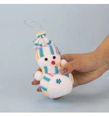 Декор новогодний Снеговик 14см в шапочке голубой купить в интернет магазине подарков ПраздникШоп