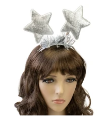 Ободок карнавальный Звездочки на пружинках (серебро) купить в интернет магазине подарков ПраздникШоп