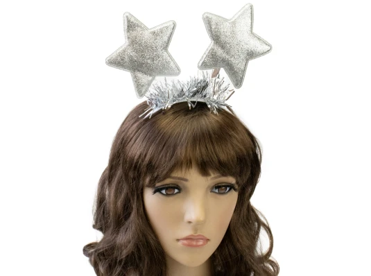Ободок карнавальный Звездочки на пружинках (серебро) купить в интернет магазине подарков ПраздникШоп