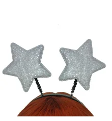 Ободок карнавальный Звездочки на пружинках (серебро) купить в интернет магазине подарков ПраздникШоп