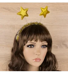 Ободок карнавальный Звездочки на пружинках 13127 (золотой) купить в интернет магазине подарков ПраздникШоп