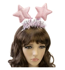 Ободок карнавальный Звездочки на пружинках 13144 (розовый) купить в интернет магазине подарков ПраздникШоп