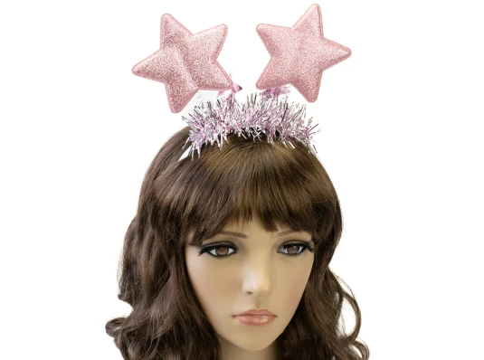 Ободок карнавальный Звездочки на пружинках 13144 (розовый) купить в интернет магазине подарков ПраздникШоп