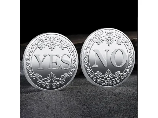 Сувенирная монета принятия решений YES/NO 3702 (серебряная) купить в интернет магазине подарков ПраздникШоп
