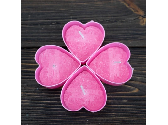 Свечи плавающие Сердце (уп. 4шт) розовые купить в интернет магазине подарков ПраздникШоп