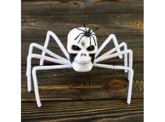 Паук готический череп 30см (белый) купить в интернет магазине подарков ПраздникШоп