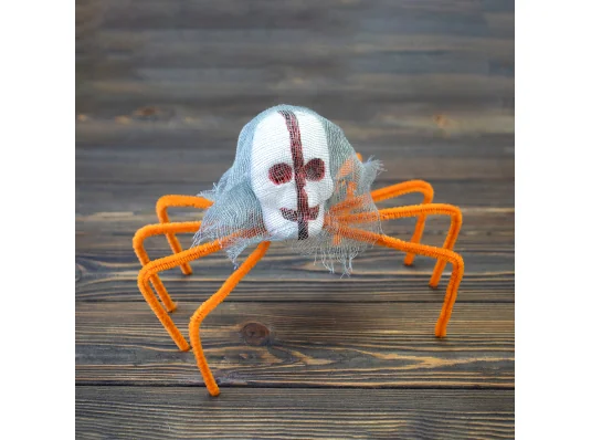 Паук готический череп 30см (оранжевый) купить в интернет магазине подарков ПраздникШоп