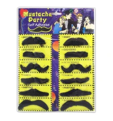 Усы накладные набор (уп. 12шт) (черные) купить в интернет магазине подарков ПраздникШоп