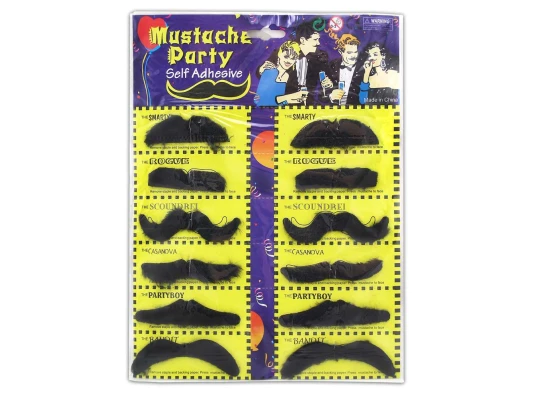 Усы накладные набор (уп. 12шт) (черные) купить в интернет магазине подарков ПраздникШоп