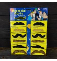 Усы накладные набор (уп. 12шт) (коричневые купить в интернет магазине подарков ПраздникШоп