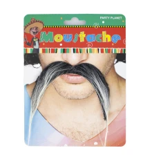 Усы накладные карнавальные Подкова (черные с сединой) купить в интернет магазине подарков ПраздникШоп