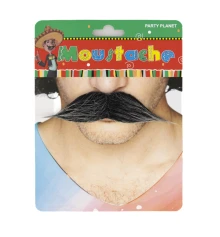 Усы накладные карнавальные Императорские (черные с сединой) купить в интернет магазине подарков ПраздникШоп