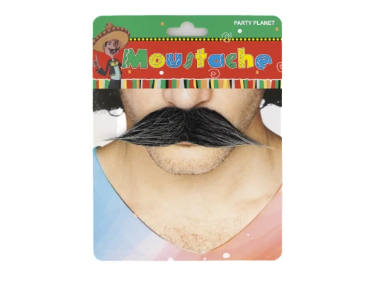 Усы накладные карнавальные Императорские (черные с сединой) купить в интернет магазине подарков ПраздникШоп