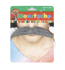 Усы накладные карнавальные Бальбо (седые) купить в интернет магазине подарков ПраздникШоп