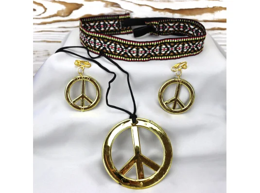 Аксессуарный набор Ретро Хиппи (золотой) купить в интернет магазине подарков ПраздникШоп