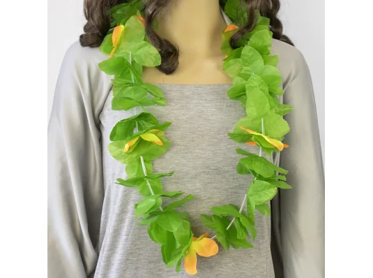 Гавайские леи Нимфа (зеленые с оранжевым) купить в интернет магазине подарков ПраздникШоп