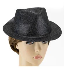 Шляпа детская Мафия блестящая (черная) купить в интернет магазине подарков ПраздникШоп