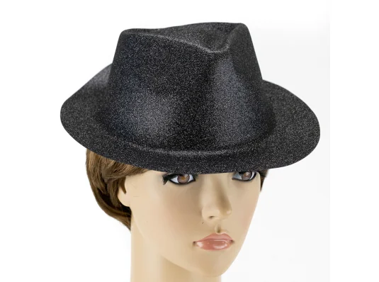 Шляпа детская Мафия блестящая (черная) купить в интернет магазине подарков ПраздникШоп