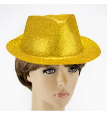 Шляпа детская Мафия блестящая (золото) купить в интернет магазине подарков ПраздникШоп