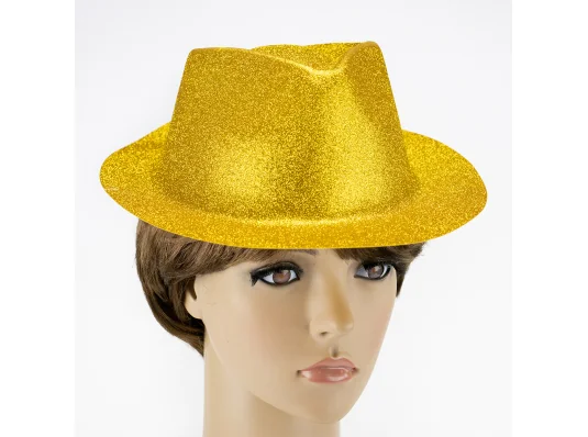 Шляпа детская Мафия блестящая (золото) купить в интернет магазине подарков ПраздникШоп