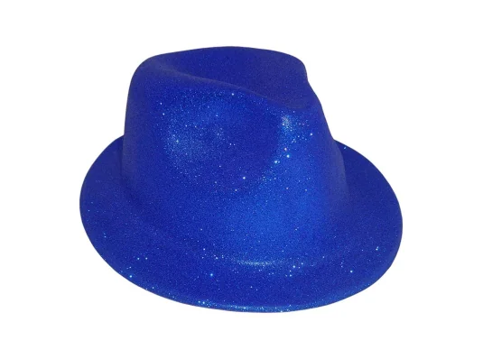Шляпа детская Мафия блестящая (синяя) купить в интернет магазине подарков ПраздникШоп