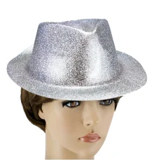 Шляпа детская Мафия блестящая (серебро) купить в интернет магазине подарков ПраздникШоп